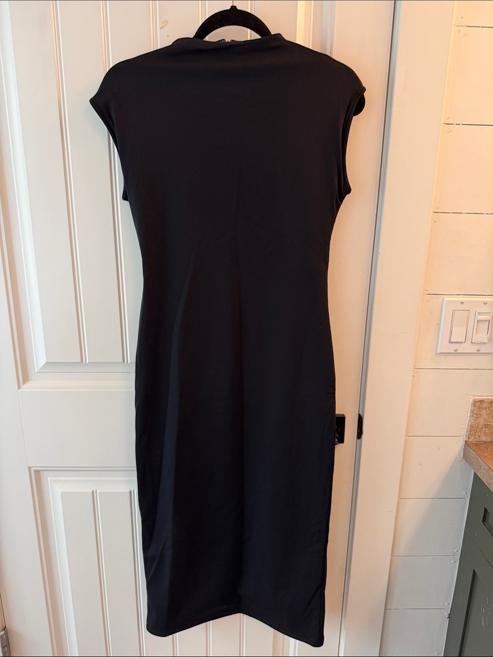 Funnel Neck Little Black Midi Dress